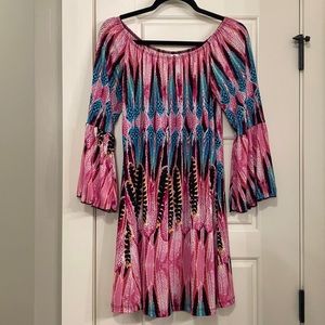 2B Together Beautiful Feather Print Dress Size Large